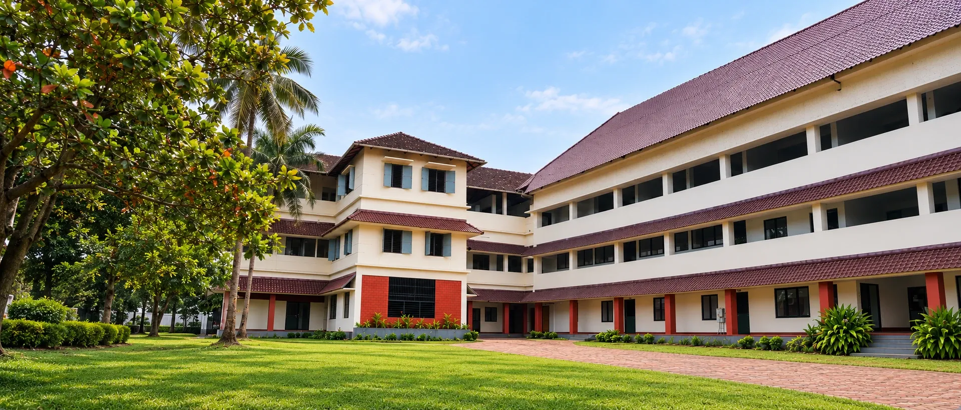 ETCES college facade makeover visual with a green lawn