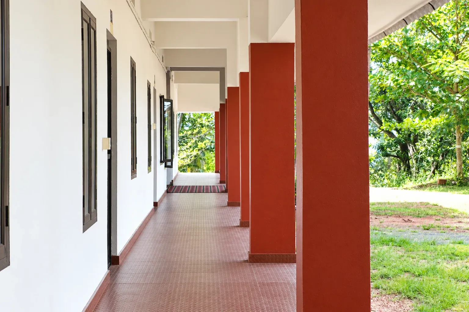 ETCES corridor overlooking the college grounds