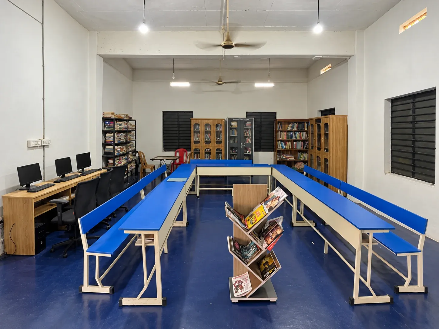 ETCES library reading area and shelves